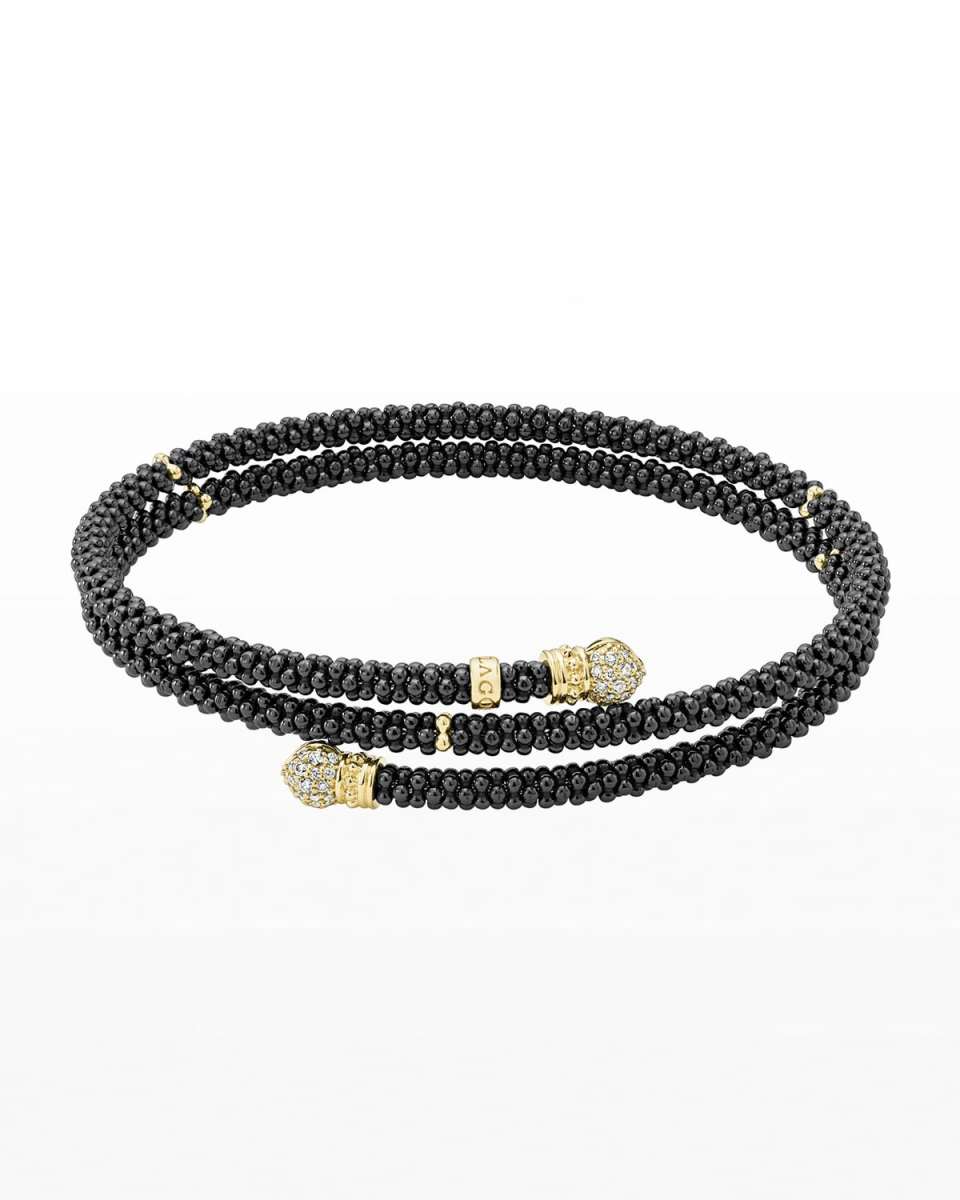 Black Caviar Coil Bracelet with Diamonds